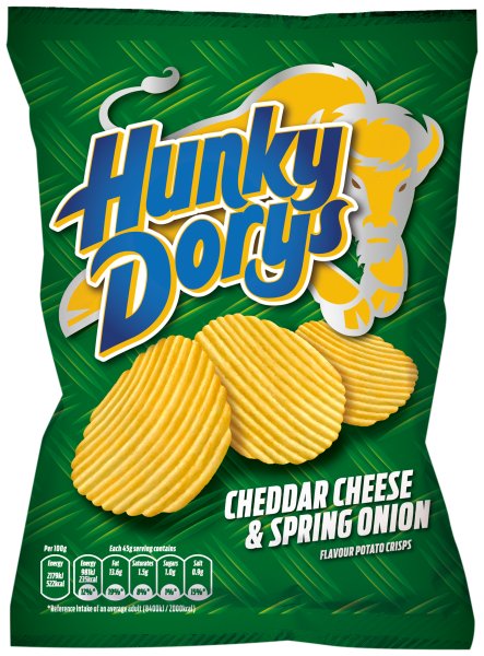 Tayto Hunky Dorys Cheddar Cheese & Spring Onion Flavour Crinkle Cut Potato Crisps 130g